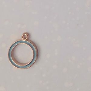 Light Teal Open Hollow Circle Outline Enamel Golden Metal Charm